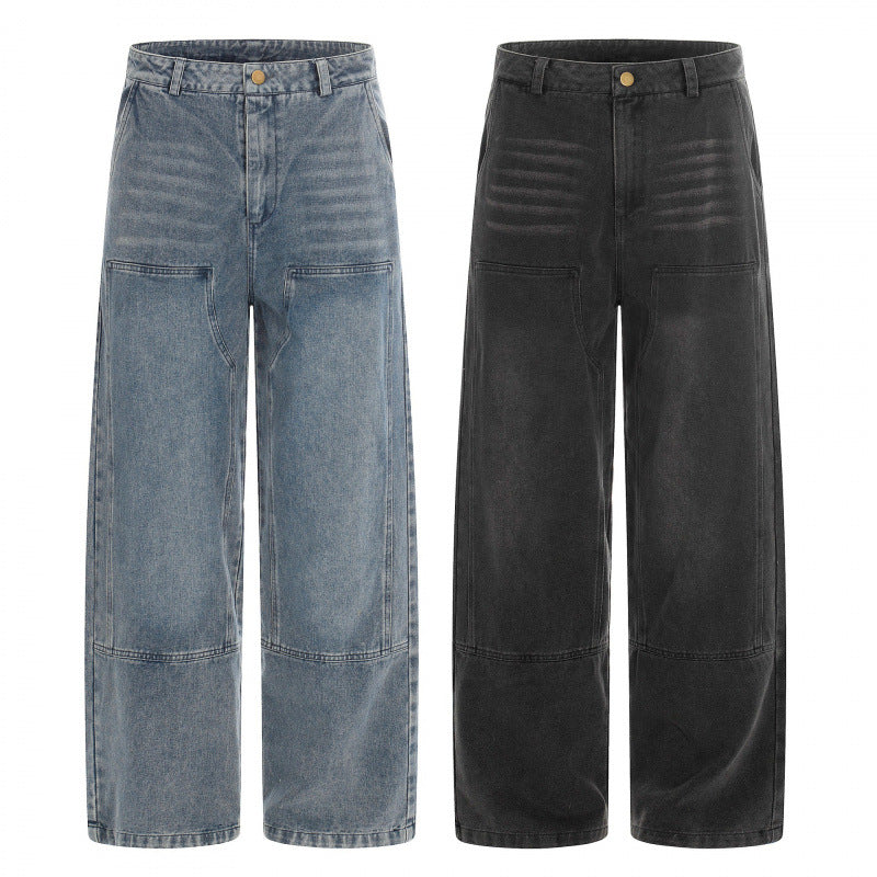 Damen hochgeschnittene Weitbein-Jeans im Utility-Look mit aufgesetzten Taschen Echo Archiv