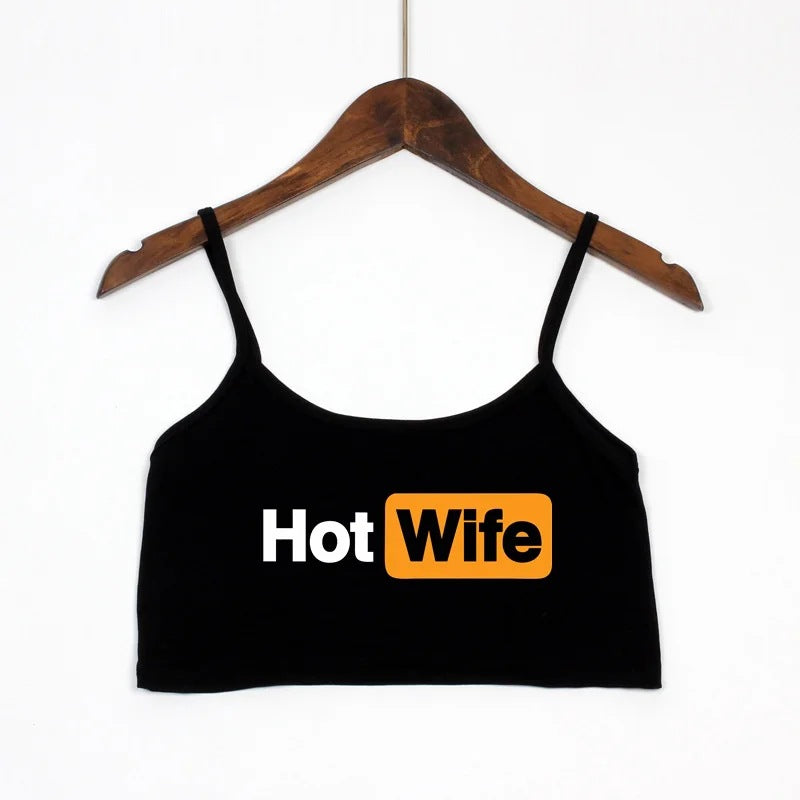 Damen Crop-Top mit modernen Schriftzügen und verstellbaren Trägern Echo Archiv