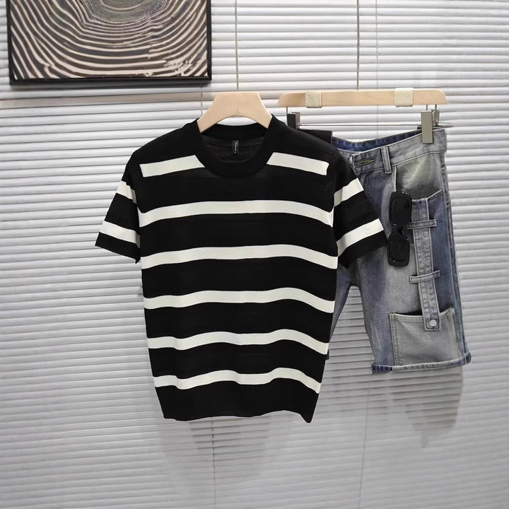 Herren Gestreiftes Kurzarm-Shirt Echoarchiv