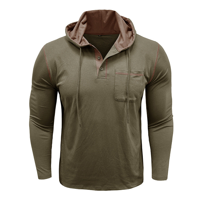 Herren Kapuzenpullover mit modischer Knopfleiste und praktischer Brusttasche Echoarchiv