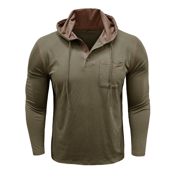 Herren Kapuzenpullover mit modischer Knopfleiste und praktischer Brusttasche Echoarchiv