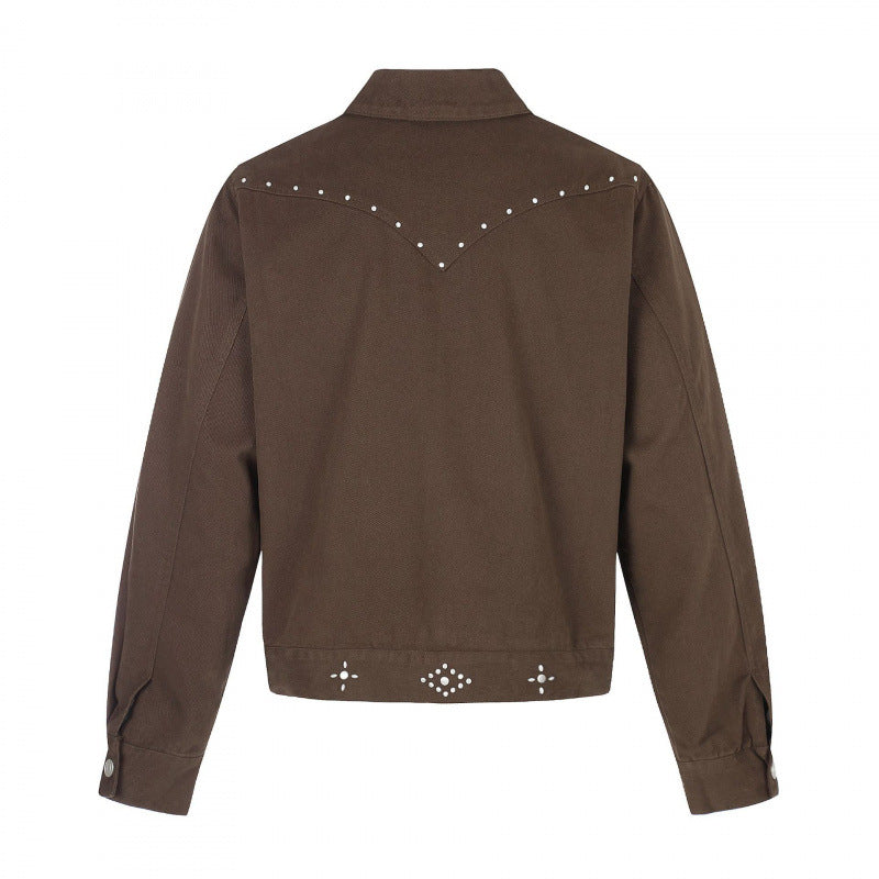 Herren Kurz geschnittene Canvas-Blousonjacke mit Nietenbesatz und Pattentaschen Echo Archiv