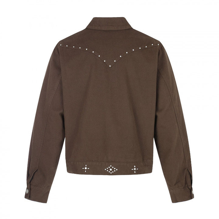 Herren Kurz geschnittene Canvas-Blousonjacke mit Nietenbesatz und Pattentaschen Echo Archiv