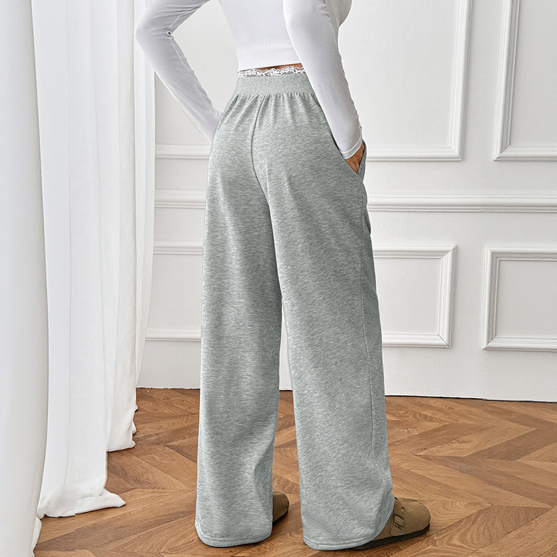 Damen Komfortweite Jersey-Loungehose mit hohem Elastikbund – Avélisse