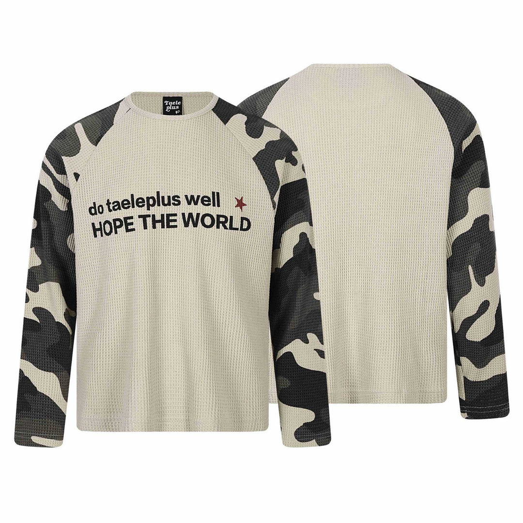 Unisex Waffelstrick-Langarmshirt mit Raglanärmeln und Camouflage-Details Echoarchiv