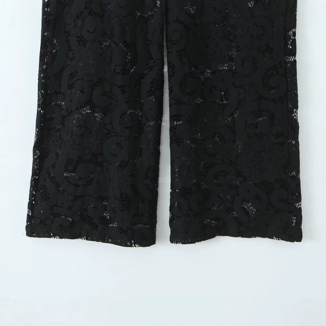Damen Weite Spitzenhose mit hoher Taille und gefütterter Innenlage Echo Archiv