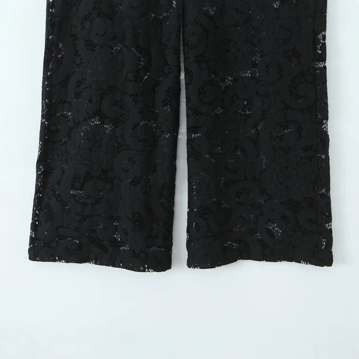 Damen Weite Spitzenhose mit hoher Taille und gefütterter Innenlage Echo Archiv