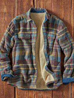 Herren Fleecegefütterte Flanelljacke mit Karomuster Echoarchiv