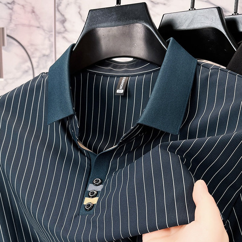 Herren modisches Poloshirt mit feinen Streifen Echoarchiv