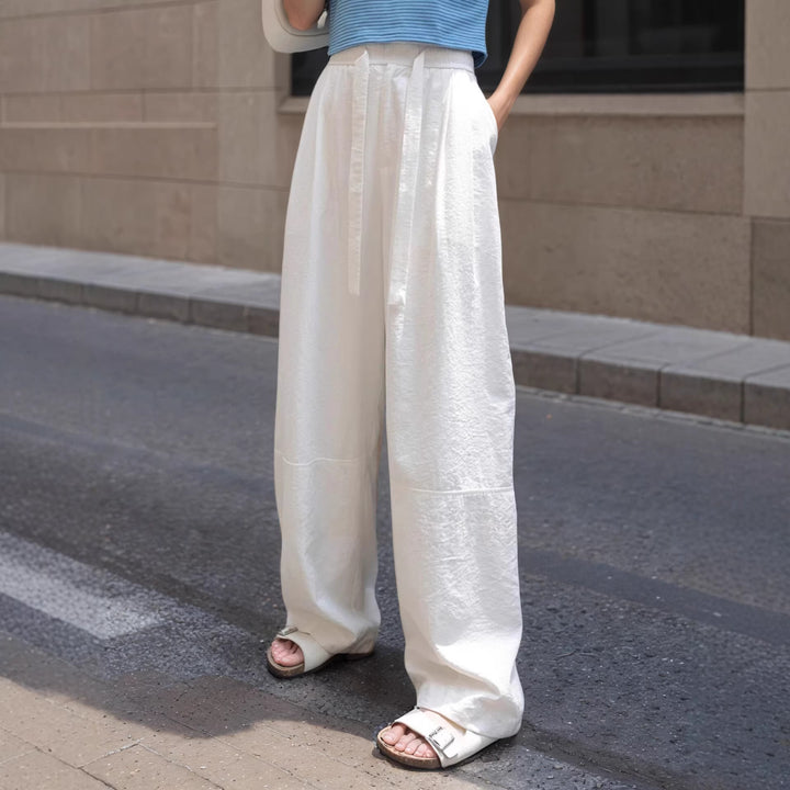 Damen Lässige und bequeme weite Hose mit seitlichem Bindegürtel Echo Archiv