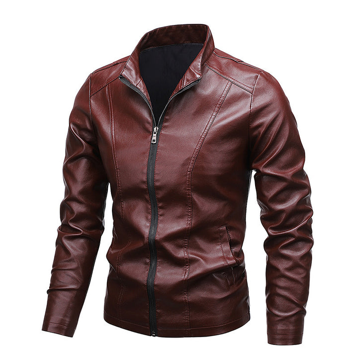 Herren Modische Kunstlederjacke mit klassischem Kragen Echo Archiv