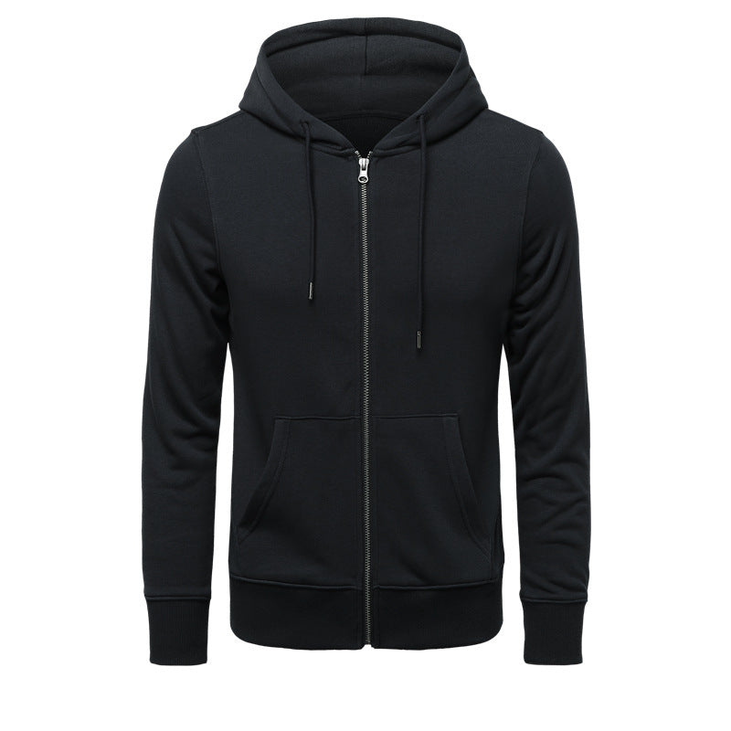 Herren schmal geschnittener Zip-Hoodie mit Metall-Reißverschluss, doppellagiger Kapuze und Kängurutasche – Cavarno