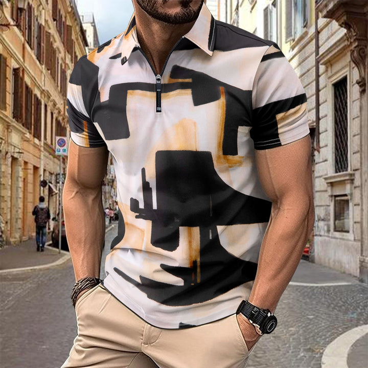 Herren modisches Kurzarm Polohemd mit innovativem Grafikdesign Echoarchiv