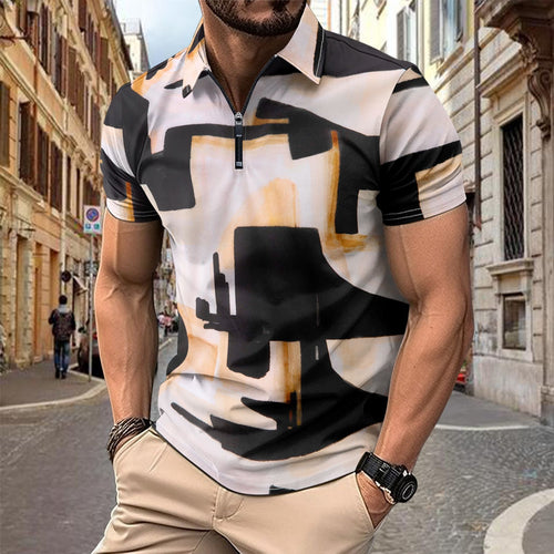 Herren modisches Kurzarm Polohemd mit innovativem Grafikdesign Echoarchiv