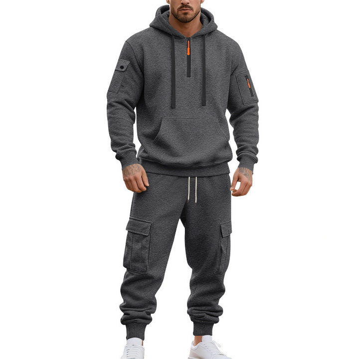 Herren stylischer Hoodie- und Cargo-Jogginganzug mit funktionalen Taschen Echoarchiv