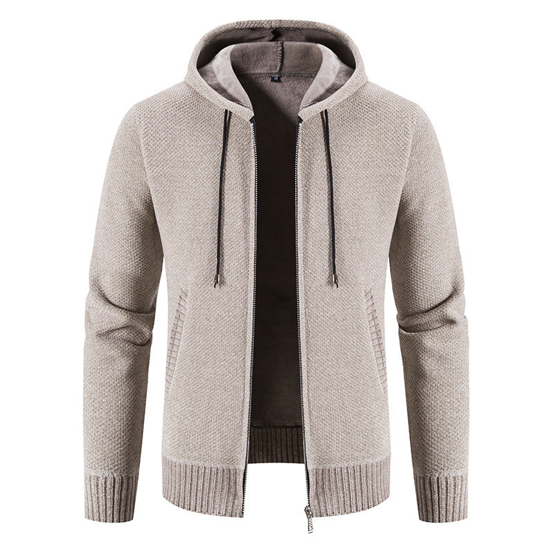 Herren Strickjacke mit Kapuze und strukturiertem Design Echoarchiv