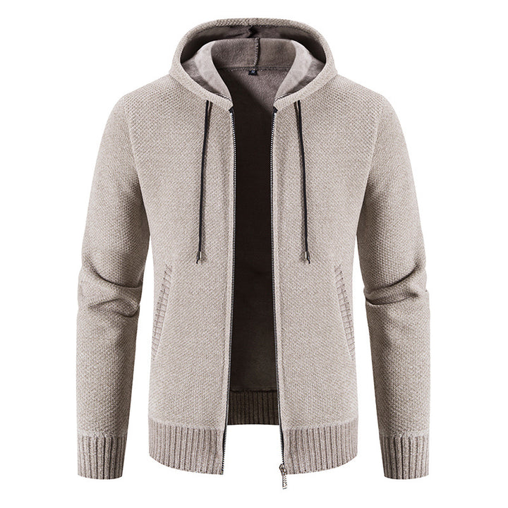 Herren Strickjacke mit Kapuze und strukturiertem Design Echoarchiv