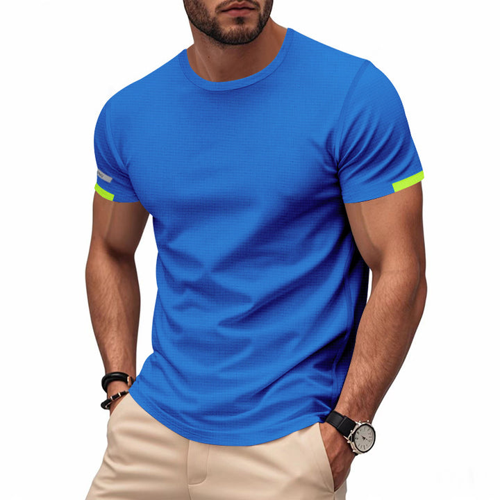 Herren nan athletisches Funktions-T-Shirt mit Rundhalsausschnitt, körpernahem Stretchschnitt und kontrastierendem Ärmelsaum Echo Archiv