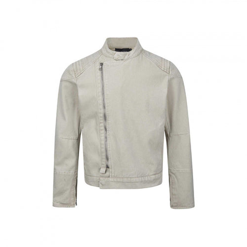 Herren Asymmetrische Kurzjacke im Biker-Stil mit Stehkragen und schrägem Metallreißverschluss Echo Archiv
