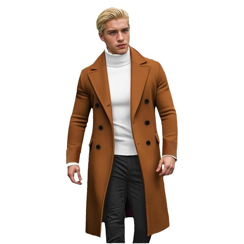 Herren eleganter doppelt-knopf Mantel mit hohem Kragen Echoarchiv