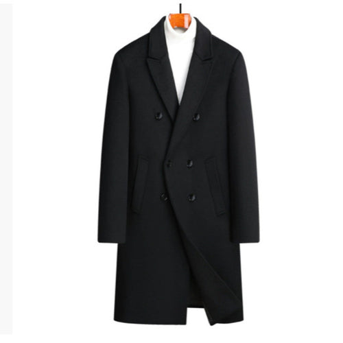 Herren eleganter Wollmantel mit doppelter Knopfleiste und dekorativem Revers Echoarchiv