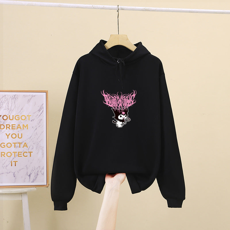 Damen Kapuzenpullover mit Gothic‑Kawaii Print, Oversize‑Schnitt und weichem Fleeceinnenfutter – Auréline