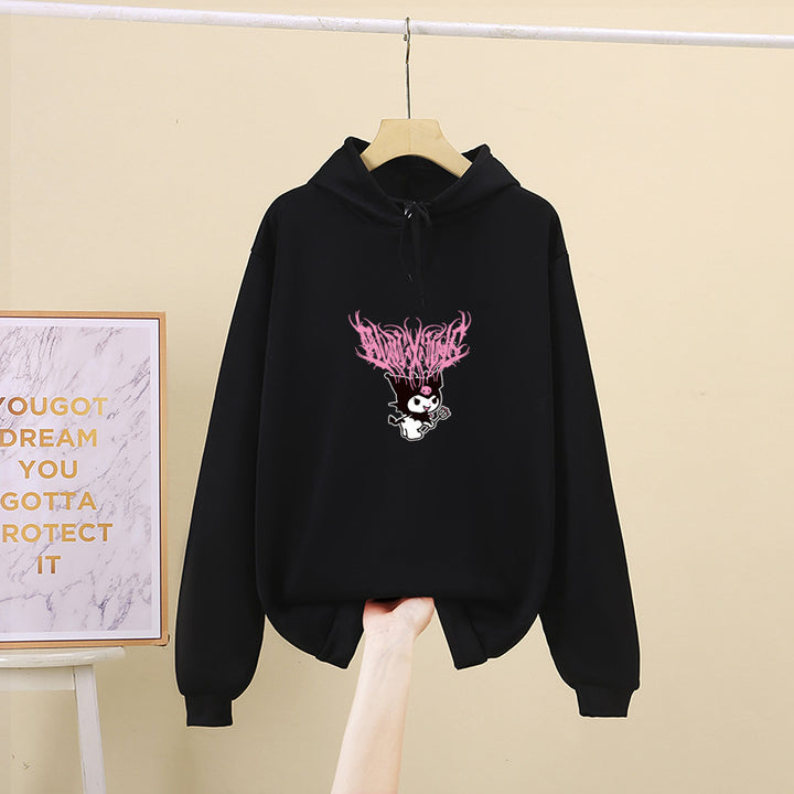 Damen Kapuzenpullover mit Gothic‑Kawaii Print, Oversize‑Schnitt und weichem Fleeceinnenfutter – Auréline