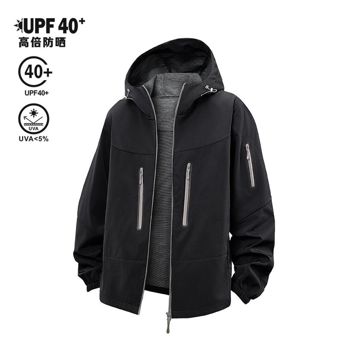 Herren Technische Softshell-Outdoorjacke mit Kapuze, versiegelten Reißverschlüssen und sportiver Regular-Fit Passform Echo Archiv