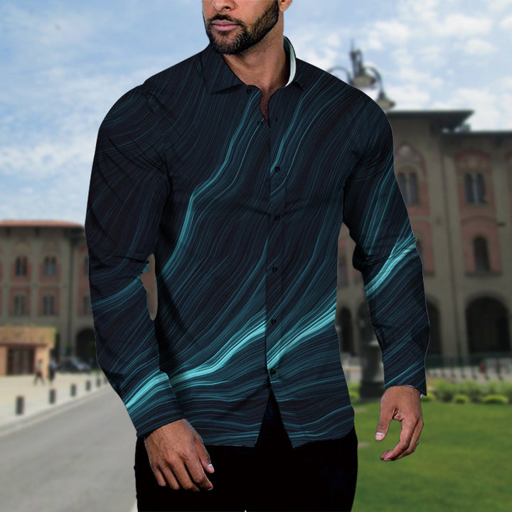 Herren Langarmhemd mit modernem Boucle-Muster und stilvollem Schnitt Echoarchiv