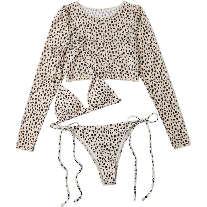 Damen Crop-Top Bikini-Set mit langen Ärmeln und trendigem Punktdesign Echo Archiv