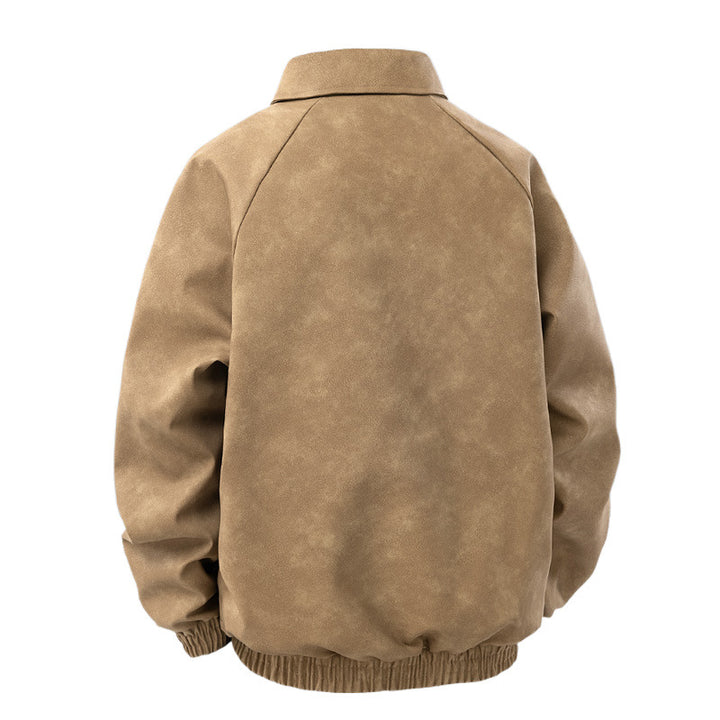 Herren Veloursleder‑Optik Zipjacke im Retro‑Blouson‑Stil mit Kentkragen und elastischem Saum Echo Archiv