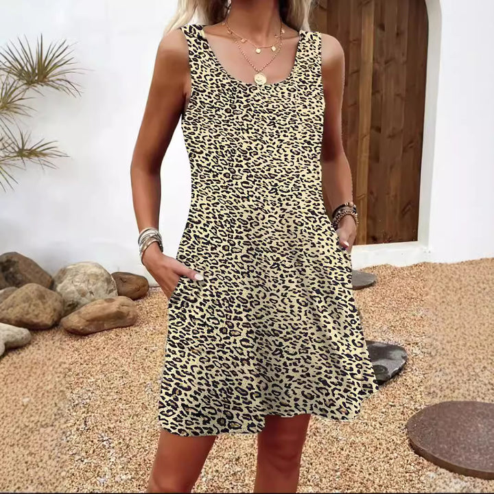 Damen lässiges Sommerkleid mit Federmuster und praktischen Seitentaschen Echo Archiv
