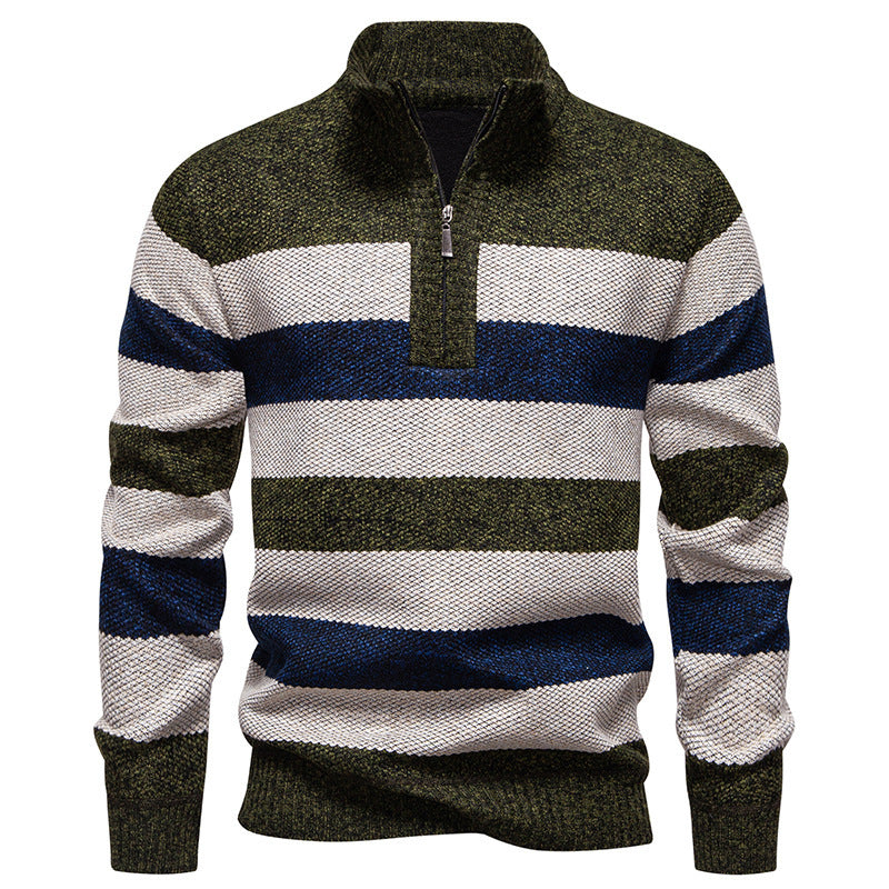Herren lässiger Pullover mit modernem Stehkragen und Halbreißverschluss Echoarchiv