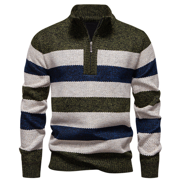 Herren lässiger Pullover mit modernem Stehkragen und Halbreißverschluss Echoarchiv