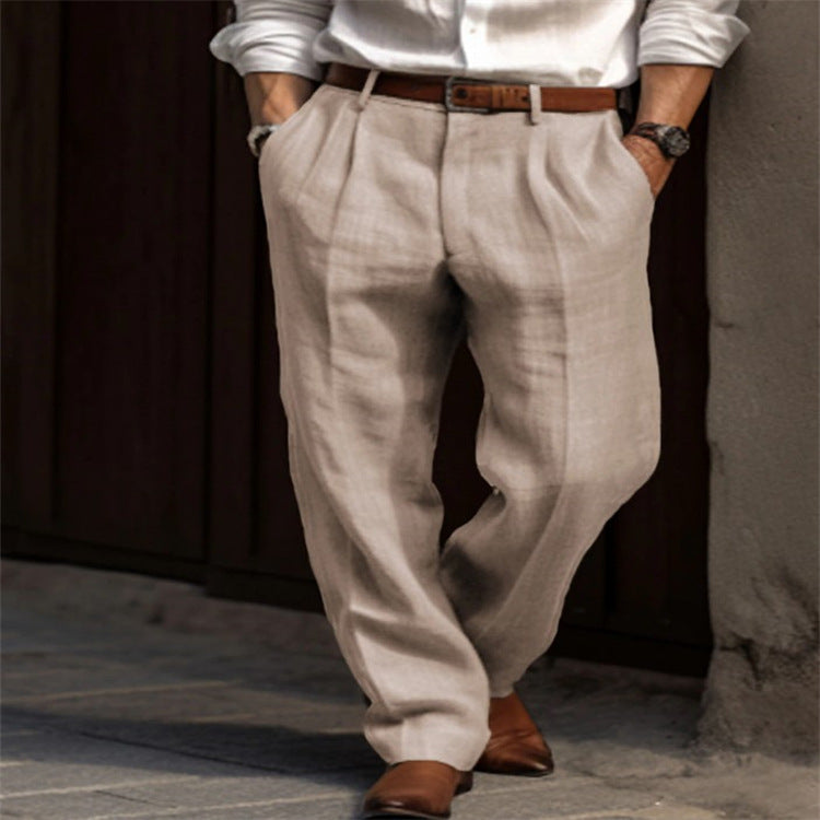 Herren elegante Leinenhose mit lässiger Schnittführung und atmungsaktiven Eigenschaften Echoarchiv