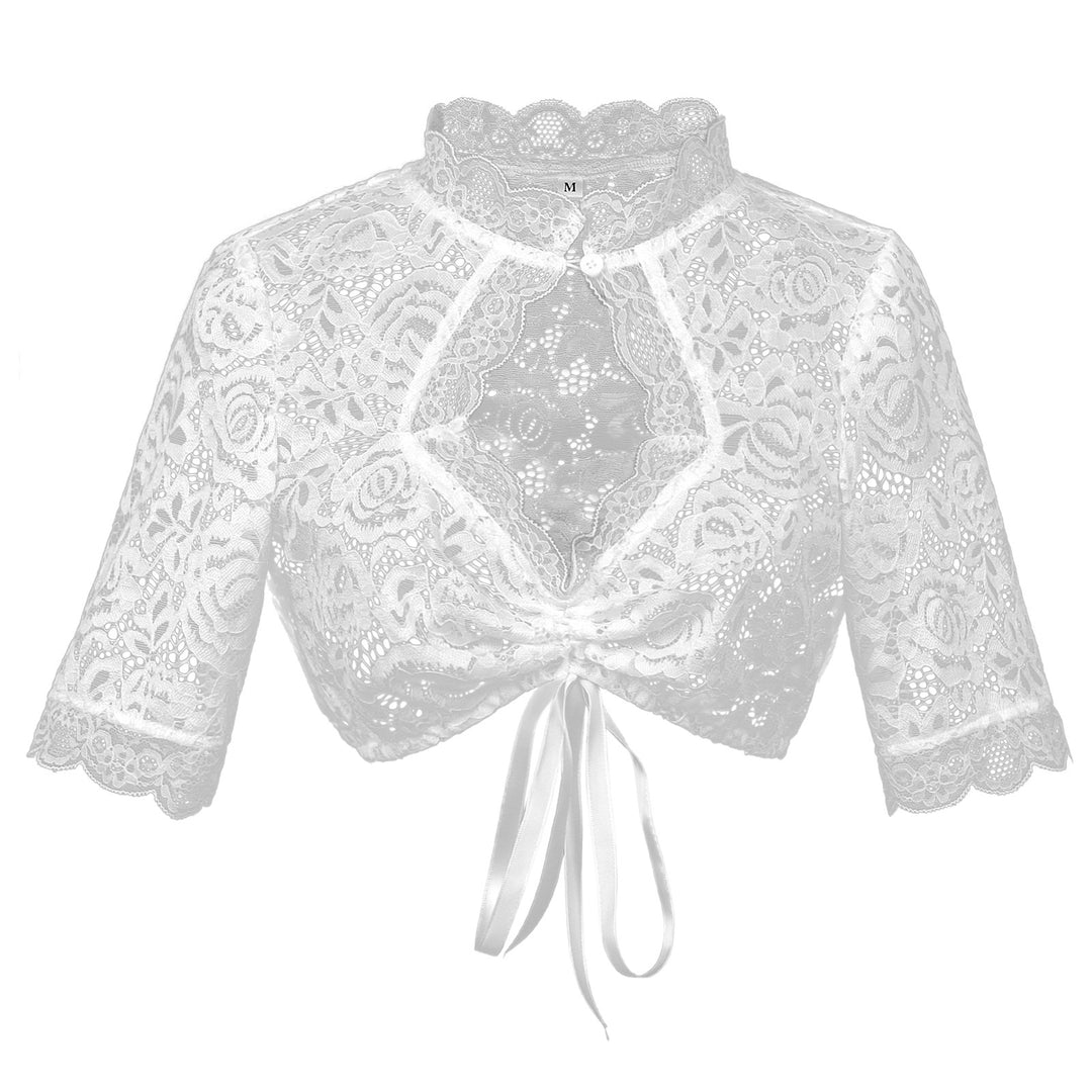 Damen nan Spitzenbolero kurz mit Stehkragen und Bindeband Echo Archiv