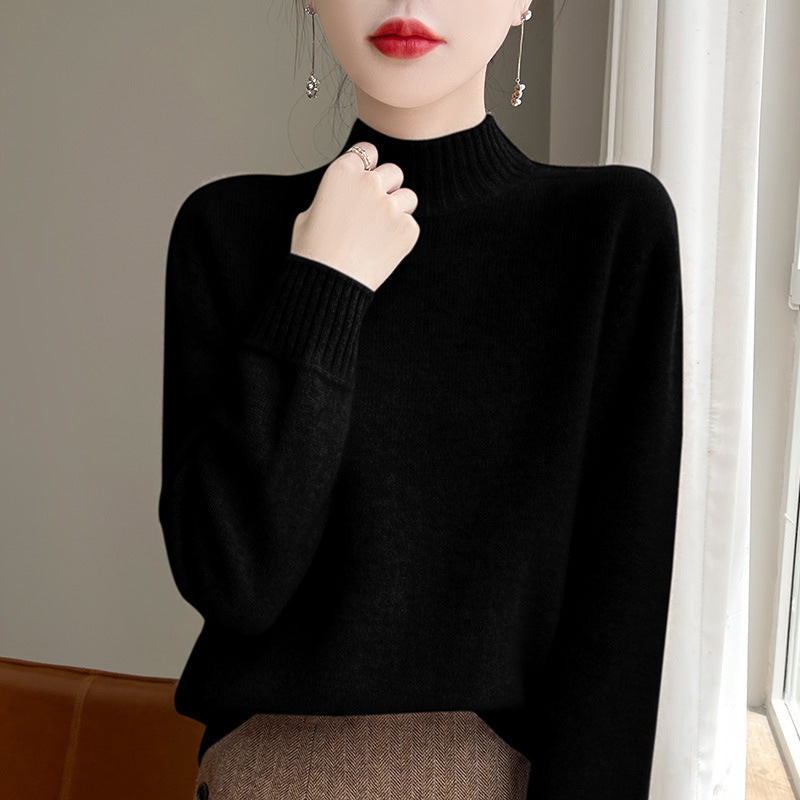 Damen Luxusweicher Midweight-Mockneckpullover aus Angora‑Optik mit feiner Rippe und entspannter Silhouette Echoarchiv