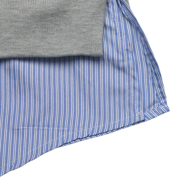 Damen Lagen-Look Sweatshirt mit eingearbeitetem Hemdsaum und Rüschenmanschetten Echoarchiv