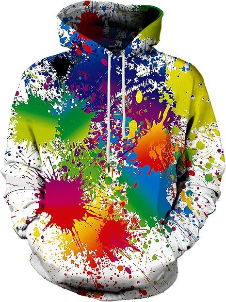 Damen Farbenfroher Hoodie mit kreativen Spritzmotiven Echoarchiv