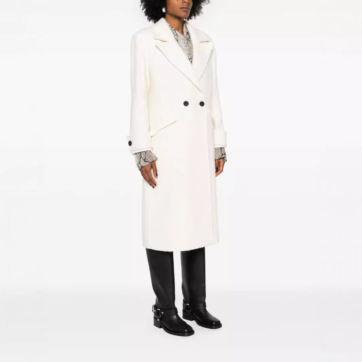 Damen Gerade geschnittener Midi-Wollmantel mit Oversize-Revers und verdeckter Knopfleiste Echoarchiv