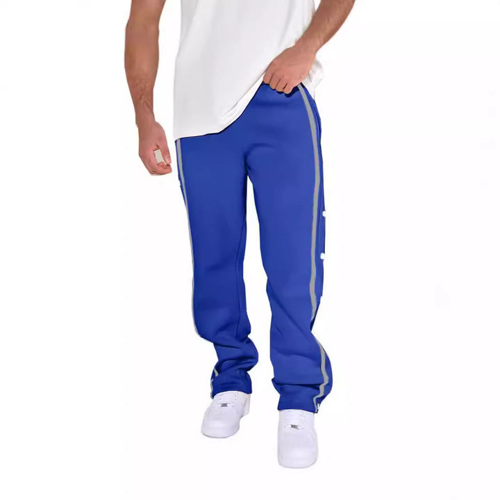 Herren bequeme Sporthose mit Knopfleiste und seitlichen Kontraststreifen Echoarchiv