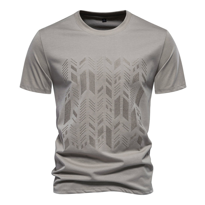 Herren nan Rundhalsshirt aus Baumwollmix mit geometrischer Laserperforation und geradem Schnitt Echo Archiv