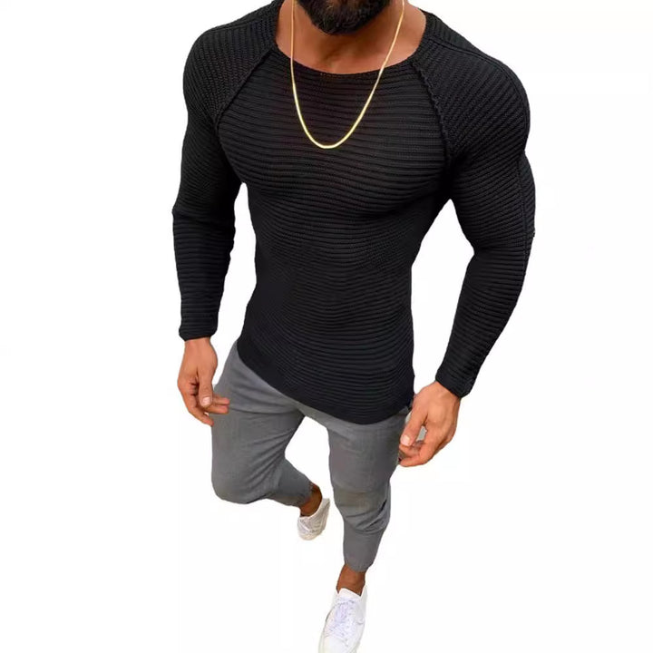 Herren Langarm Strickshirt mit eleganter Struktur Echoarchiv