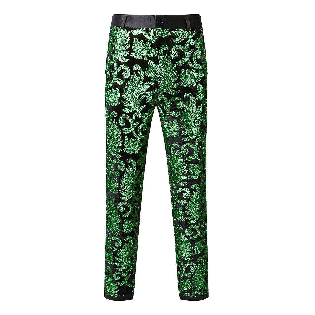 Herren elegante Pailletten-Anzughose mit floralen Mustern Echoarchiv