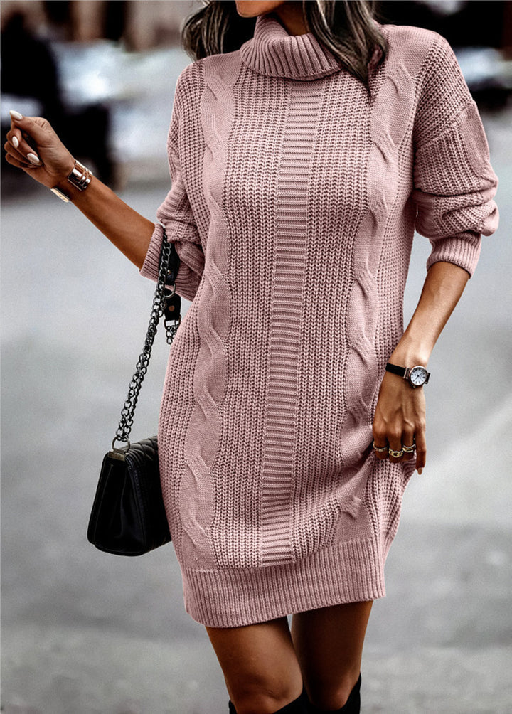 Damen nan kuscheliges Strickkleid mit Rollkragen, Zopfmuster und Oversize-Silhouette Echo Archiv