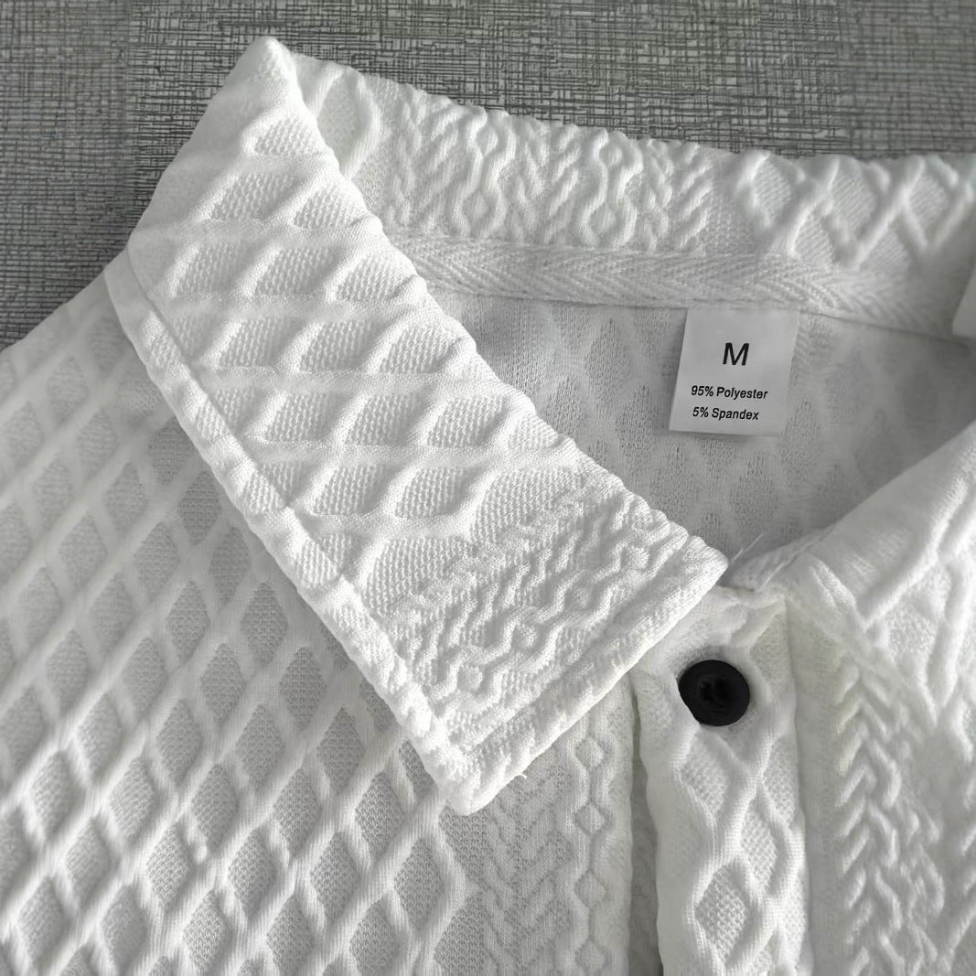 Herren Langarm-Polohemd mit strukturiertem Design und eleganter Knopfleiste Echoarchiv