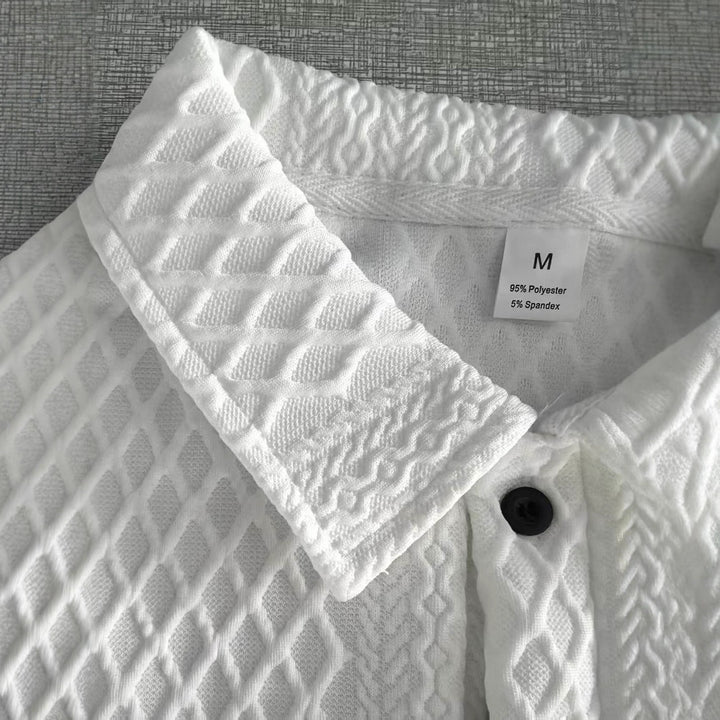 Herren Langarm-Polohemd mit strukturiertem Design und eleganter Knopfleiste Echoarchiv