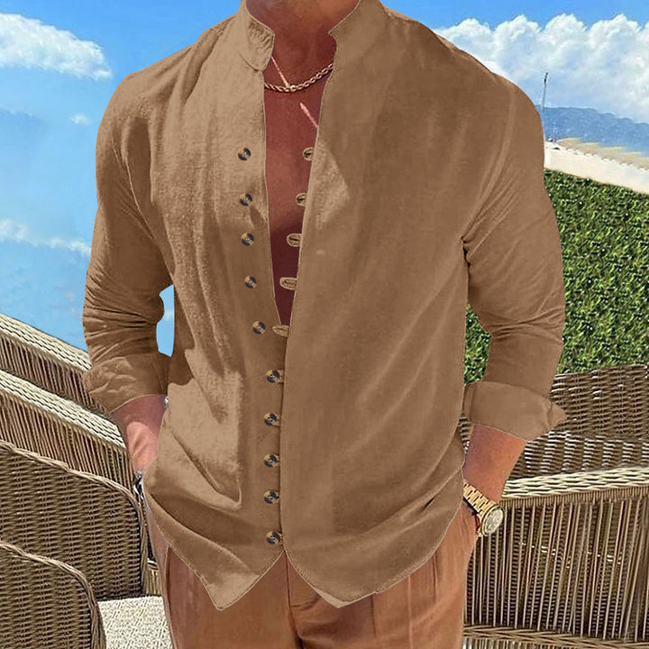 Herren Langarm-Hemd mit modischem Knopfdesign Echoarchiv