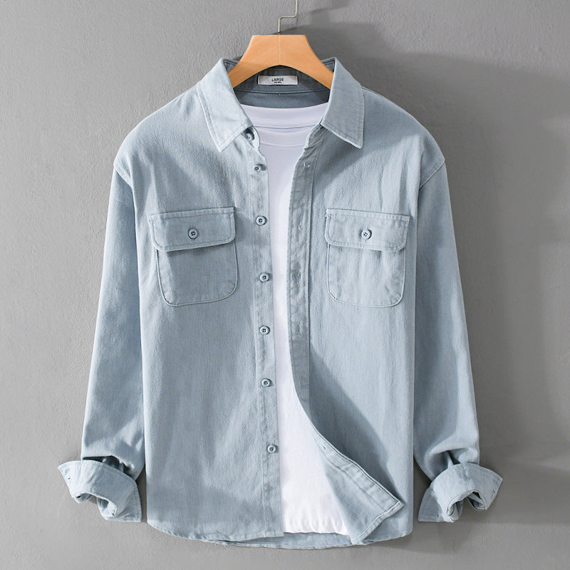 Herren Leichtes Baumwoll-Twill-Overshirt mit Brustklappen und Relaxed-Fit Echoarchiv