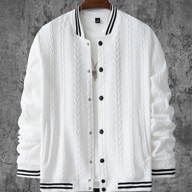 Herren stylische Bomberjacke mit strukturiertem Strickmuster und sportlichen Akzenten Echoarchiv